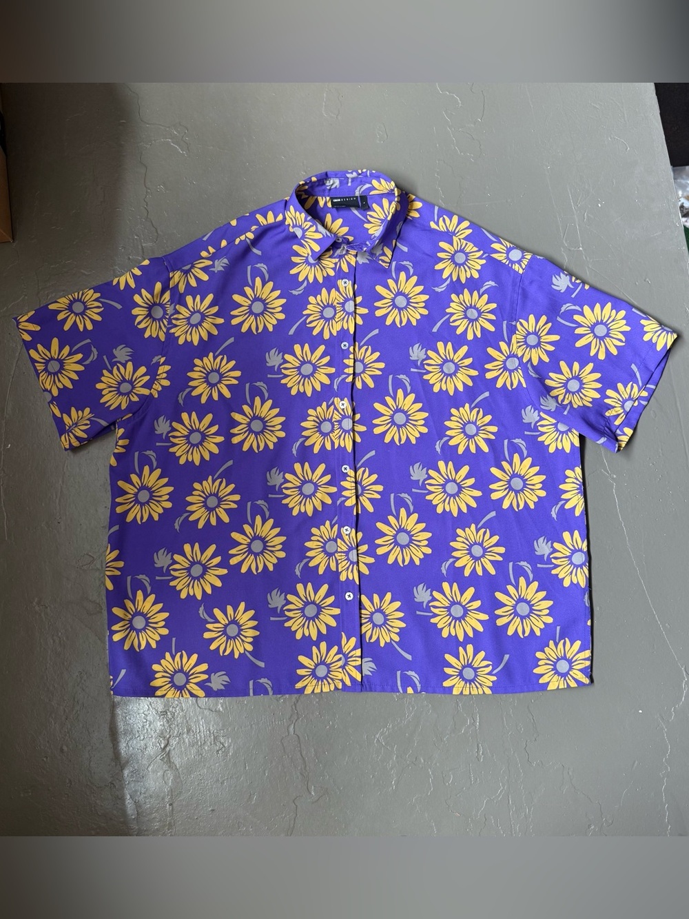 ASOS Purple & Yellow Floral Button Down - Men’s Large - Retro Statement Shirt